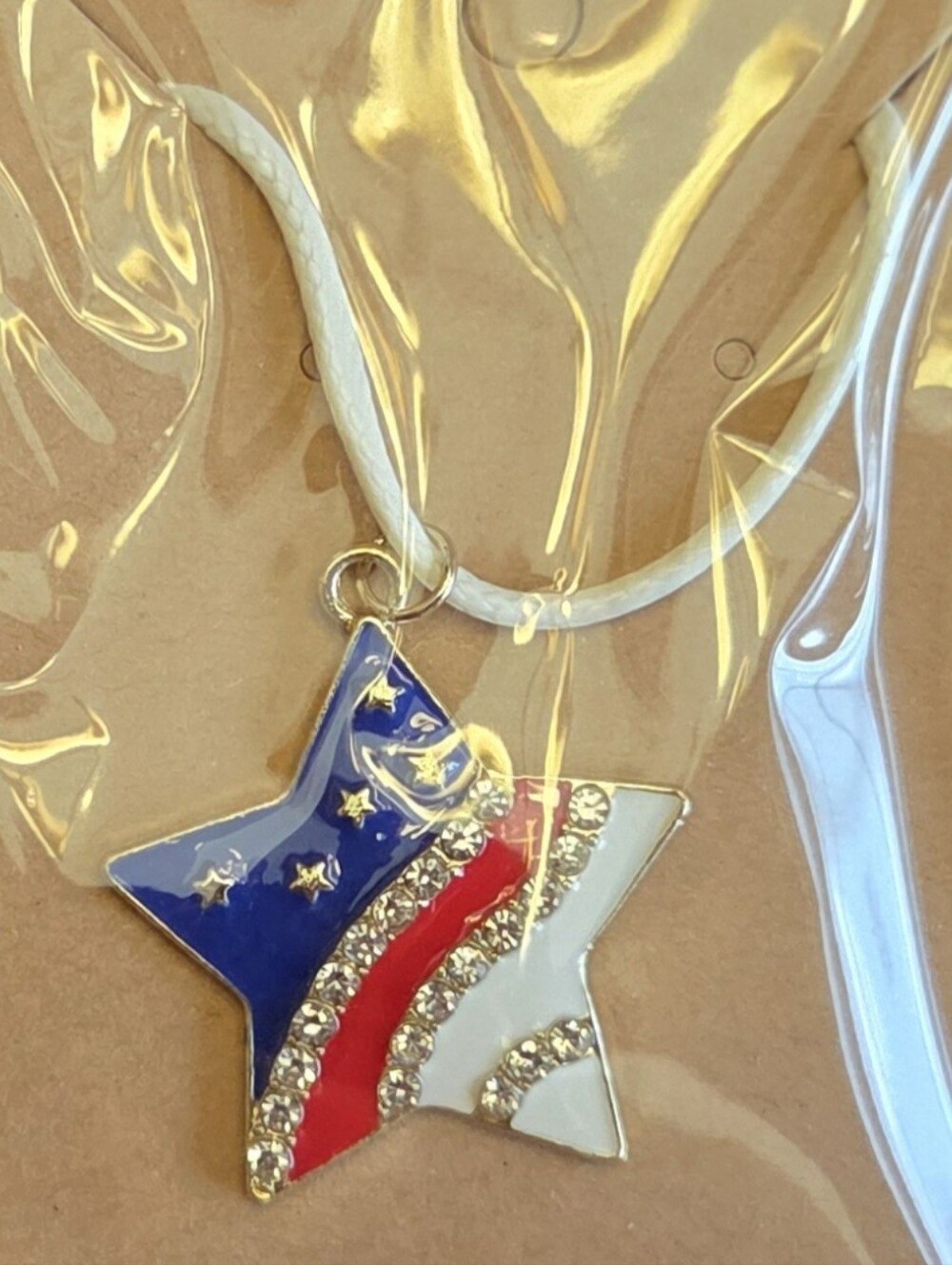 Enamel Star Pendant Necklace in Red, White & Blue